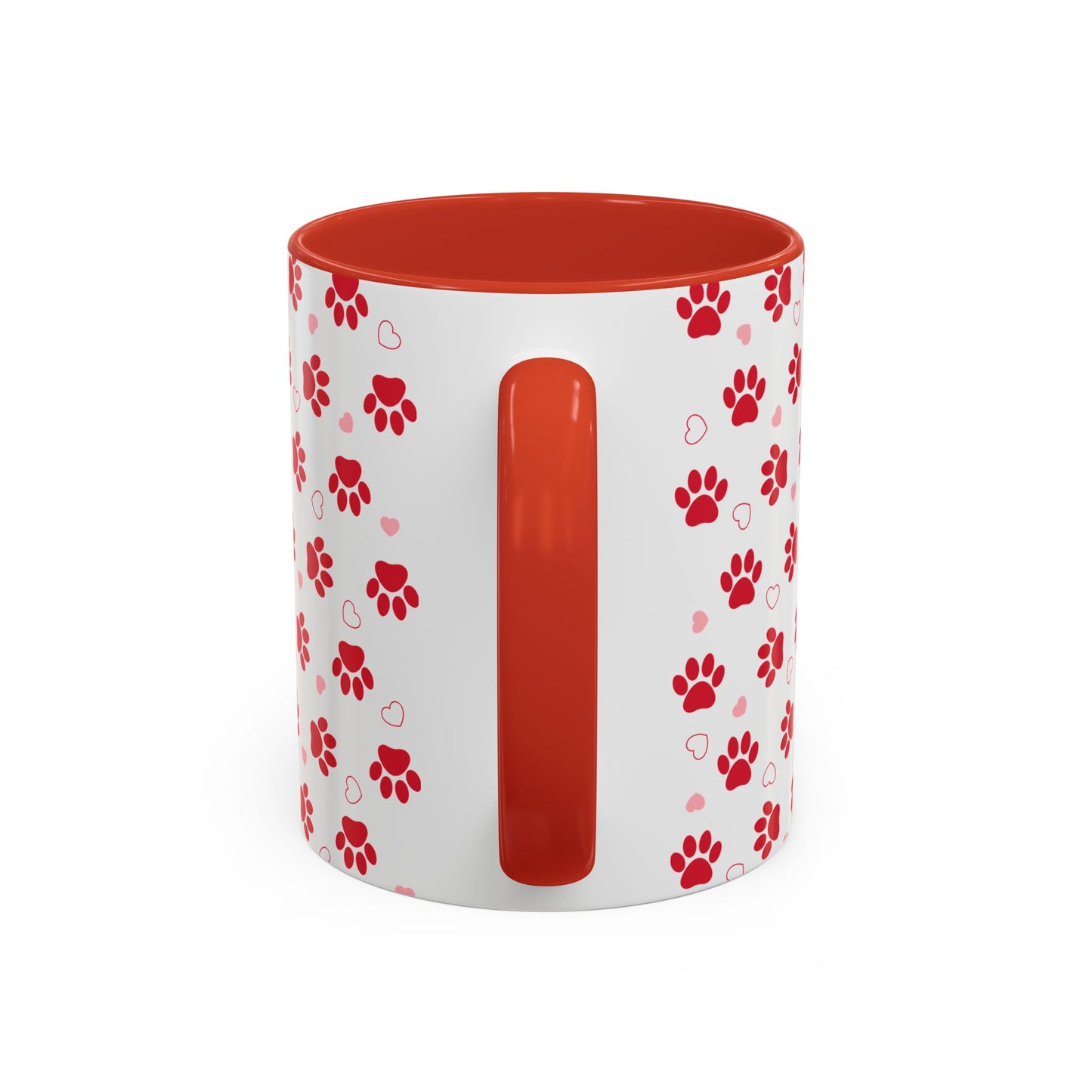 Dog Mom Red and Pink Print Accent Coffee Mug (11, 15oz)