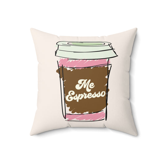 ME ESPRESSO Pillow, Square Cushion, Teen Bedroom Decor, Spun Polyester Pillow Cover, Pop Culture Gift, Music Lover Home Decor